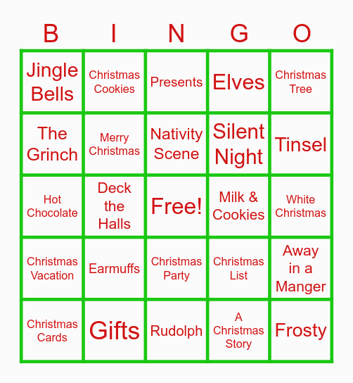 Christmas Bingo Card