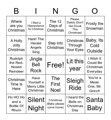 Christmas Music Bingo Card