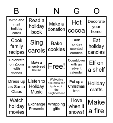 CSTEP Study Break Holiday Bingo Card