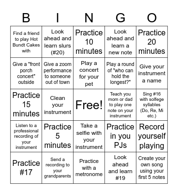 Winter Break Bingo Card