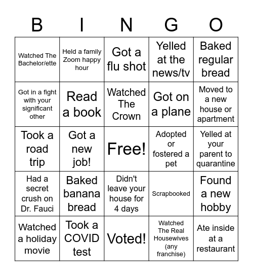 Bingo Round 2 Bingo Card