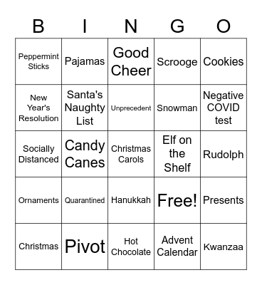 2020 Holiday Bingo Card