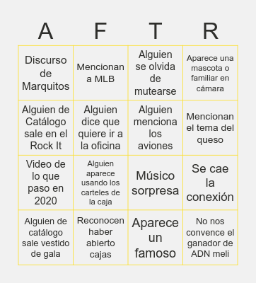 MELI BIG SHOW Bingo Card