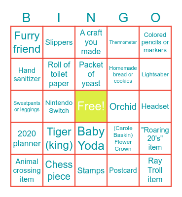 Farewell 2020 Bingo Card