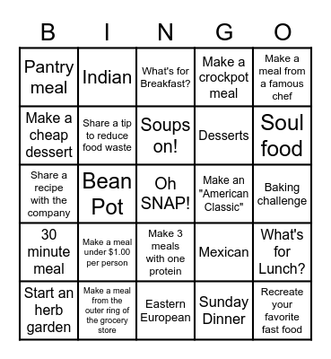 Praecipio SNAP Challenge Bingo Card