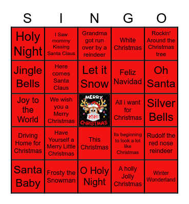 Outpatient Clinicians Christmas Songs Bingo Card