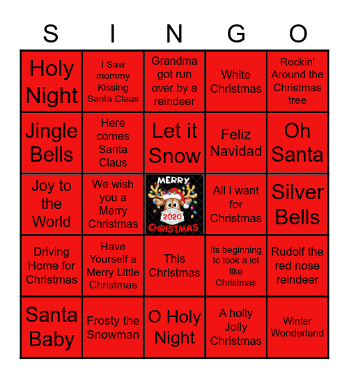Outpatient Clinicians Christmas Songs Bingo Card