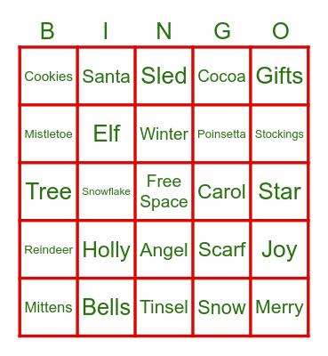 Holiday Bingo Card