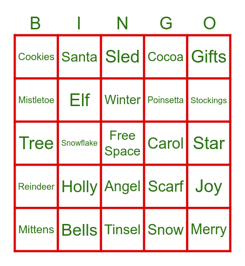 Holiday Bingo Card