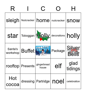 Winter holiday Bingo Card