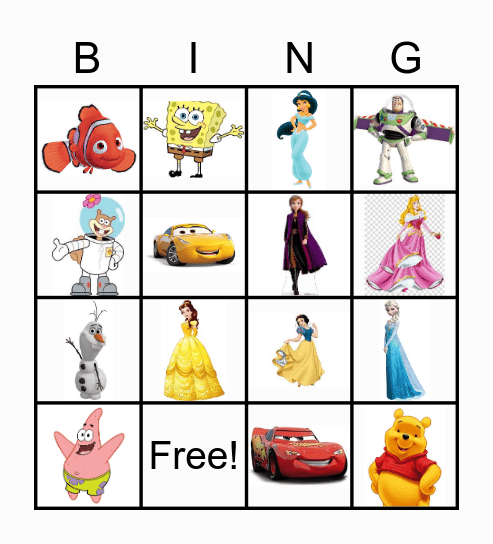 characters Bingo Card