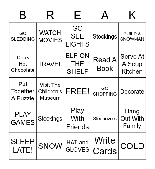 WINTER Bingo Card