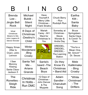 OCIM Holiday Bingo Card