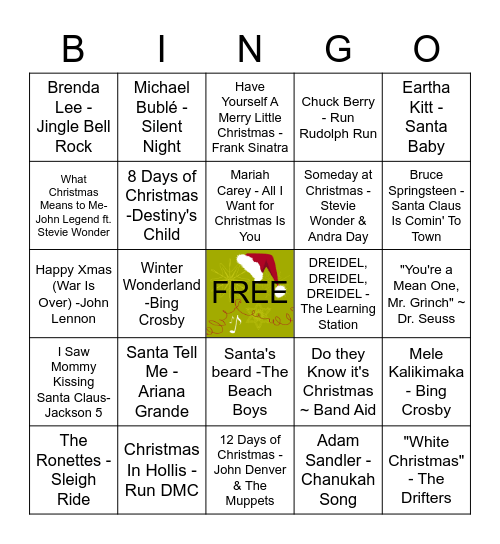 OCIM Holiday Bingo Card