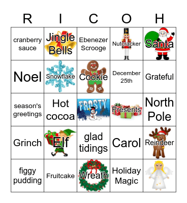 Winter holiday Bingo Card