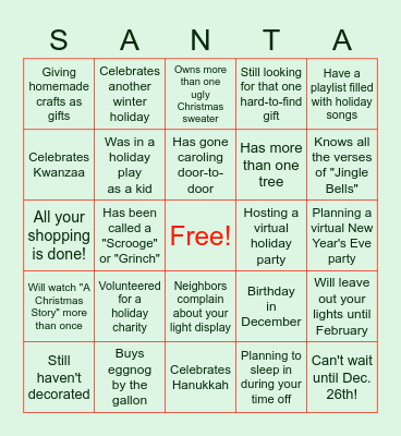 TTS PMO Holiday Bingo Card