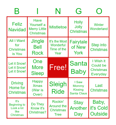 Christmas Music Bingo 🎄 Bingo Card