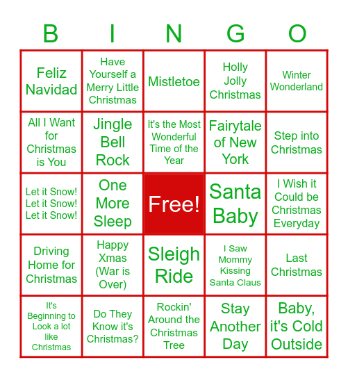 Christmas Music Bingo 🎄 Bingo Card