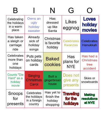 Holiday Bingo Card