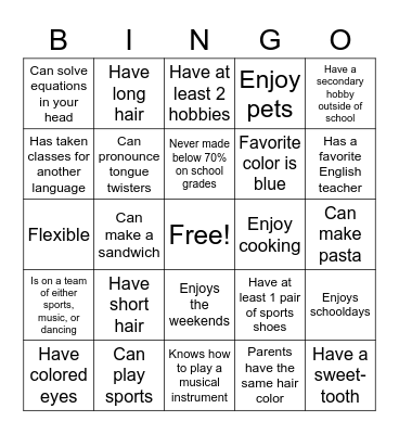 Fun Friday Bingo Card