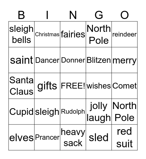 SANTA Bingo Card