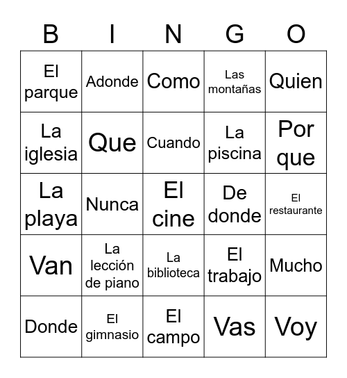 Chapter 4A Review Bingo Card