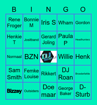 DJ Roan muziekbingo! Bingo Card