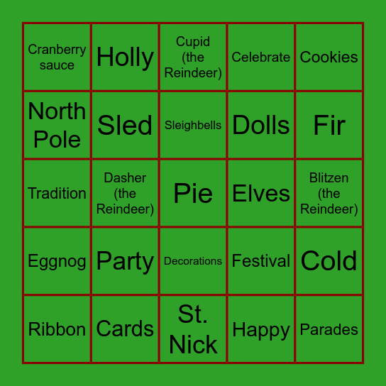 Holiday Party Bingo Card