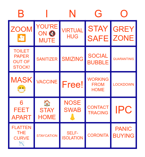 Pandemic Bingo Card