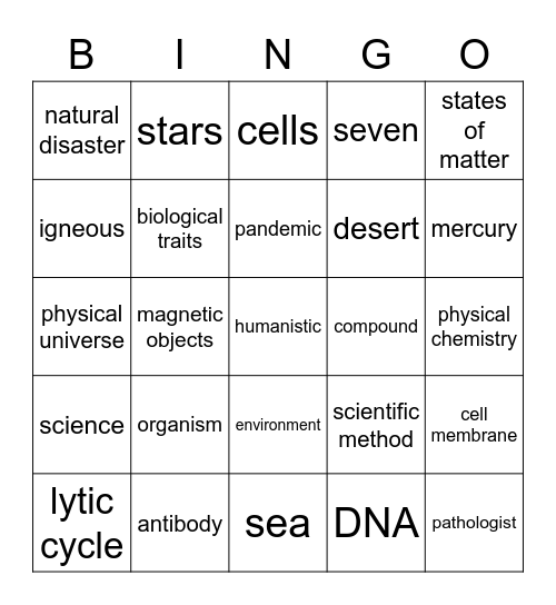 STEM for Immigrants Review BINGO Card