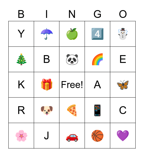 Emoji Bingo! Bingo Card