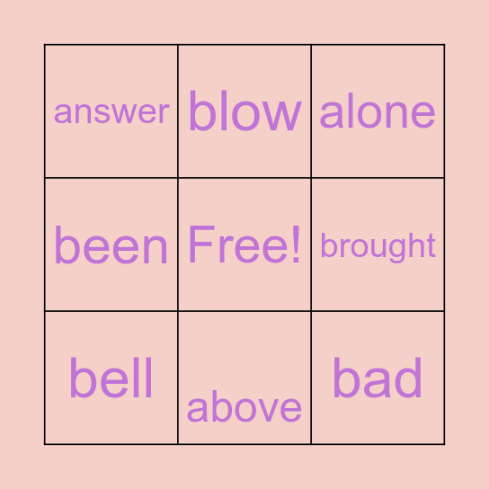 Week 1 Sight Words Bingo Card