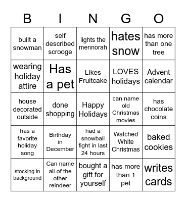 Bernadette's Bingo Card