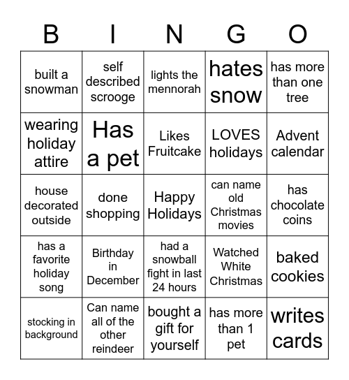 Bernadette's Bingo Card