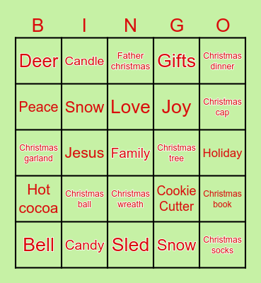Holiday Fun! Bingo Card
