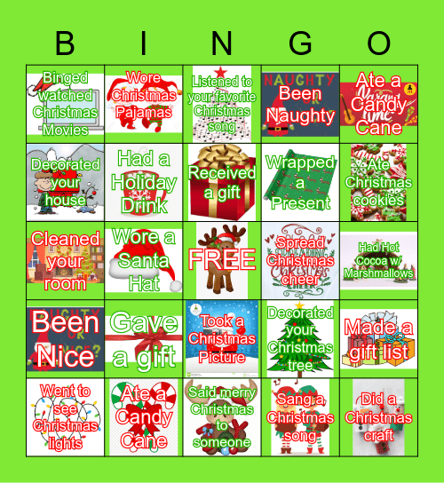 Virtual Holiday Bingo Card