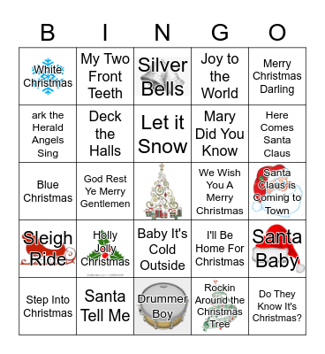 Christmas Carol Bingo Card