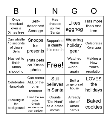 Virtual Holiday Party Bingo Card