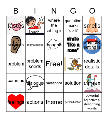 Realistic Fiction Bingo Card