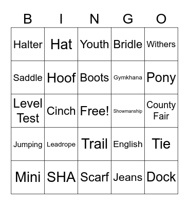 Horsin Around Bingo Card