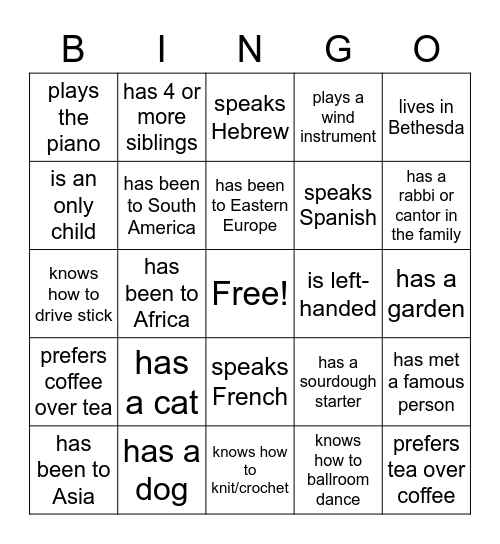 BJC BINGO Card