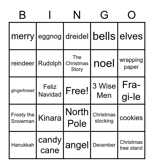 Holiday Bingo Card