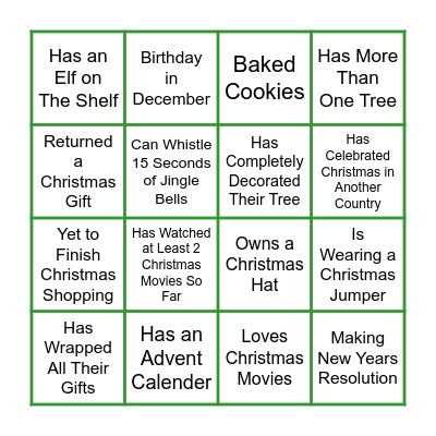 CHRISTMAS BINGO Card