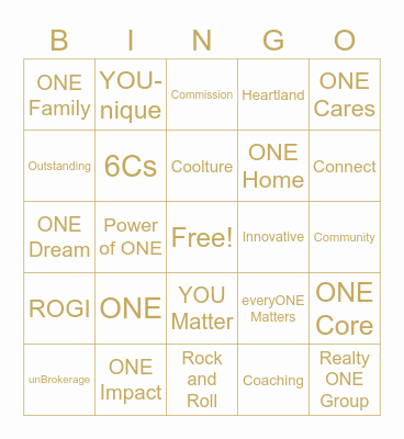 ONE Holiday Bingo Card