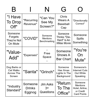 Holiday Party Bingo Card