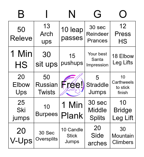 AGC 20 Workout Bingo Card