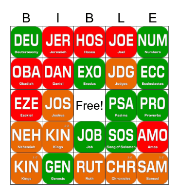 Bible Books Bingo Card