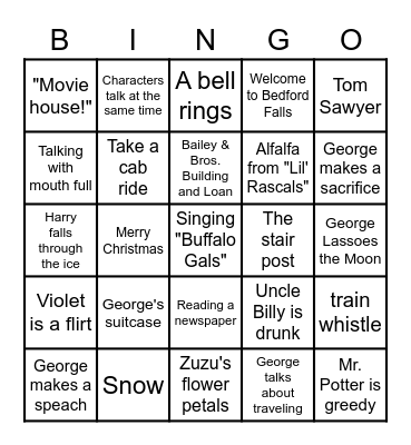 It's a Wonderful Life Bingo Card