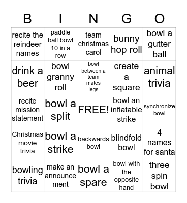 Bowling Ball Bingo Card
