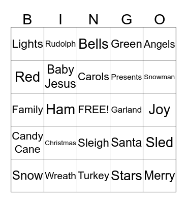 Christmas Bingo! Bingo Card